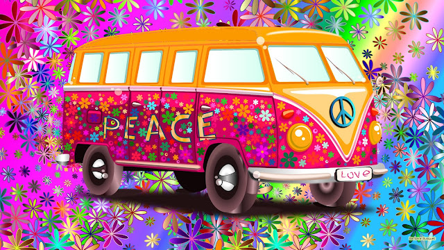 VW busje uit de flower power tijd