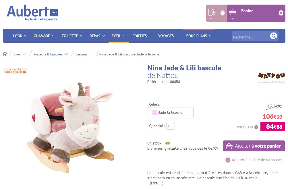 bascule nattou licorne