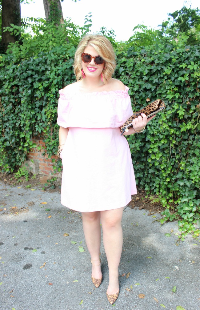 Affordable pink off the shoulder H&M dress