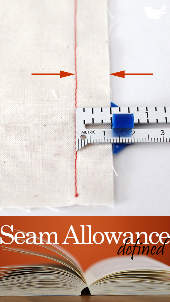 Seam Allowance:  The part of the fabric between the stitching and the raw edge. Typically unseen in final projects, it can vary in size from a scant sixteenth-inch and up; seen here as a half-inch. | The Inspired Wren