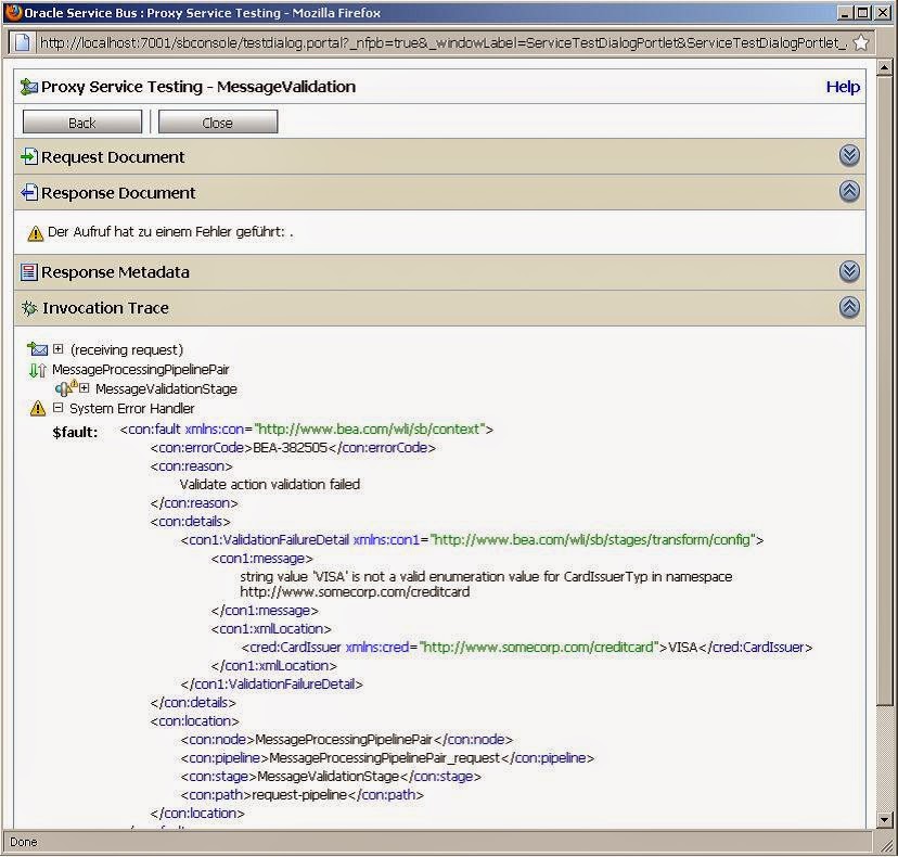 Perform message validation in OSB using Validate action