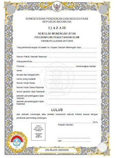 Blangko Ijazah SMA 2018 Kurikulum 2006, Jurusan IPA Blangko Ijazah SMA 2018 Kurikulum 2006, Jurusan IPA