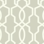 This geometric ogee pattern is composed of interlocking bands that form a variety of shapes. You can see an hourglass, a Moroccan lantern, a garden trellis, or an Oriental screen. Several colors of this large scale wallpaper are printed on a century old printing press that creates a dimensional design while some are smooth. It makes quite an on-trend statement in a modern or contemporary room.