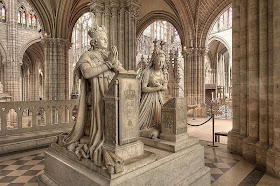 Photograph of funerary monuments of King Louis XVI and Queen Marie Antoinette, Saint Denis Basilica, France