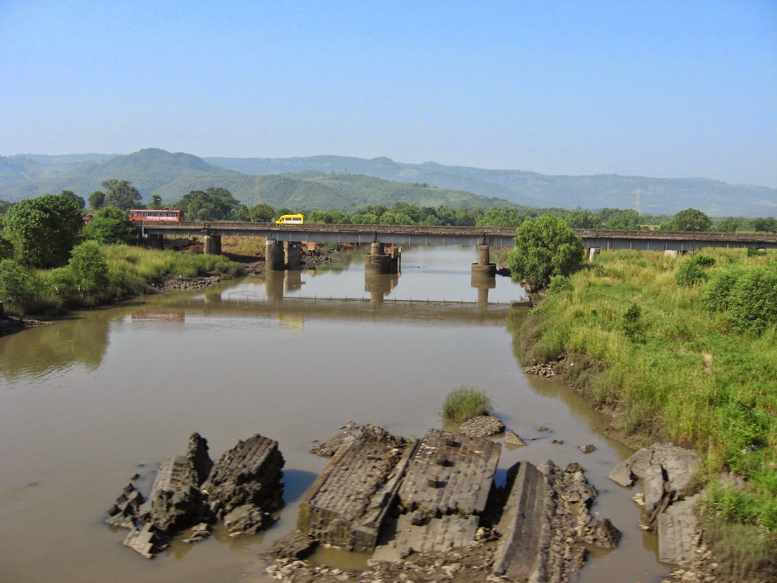 Roads moving parallel to the railway tracks of Konkan Railway
