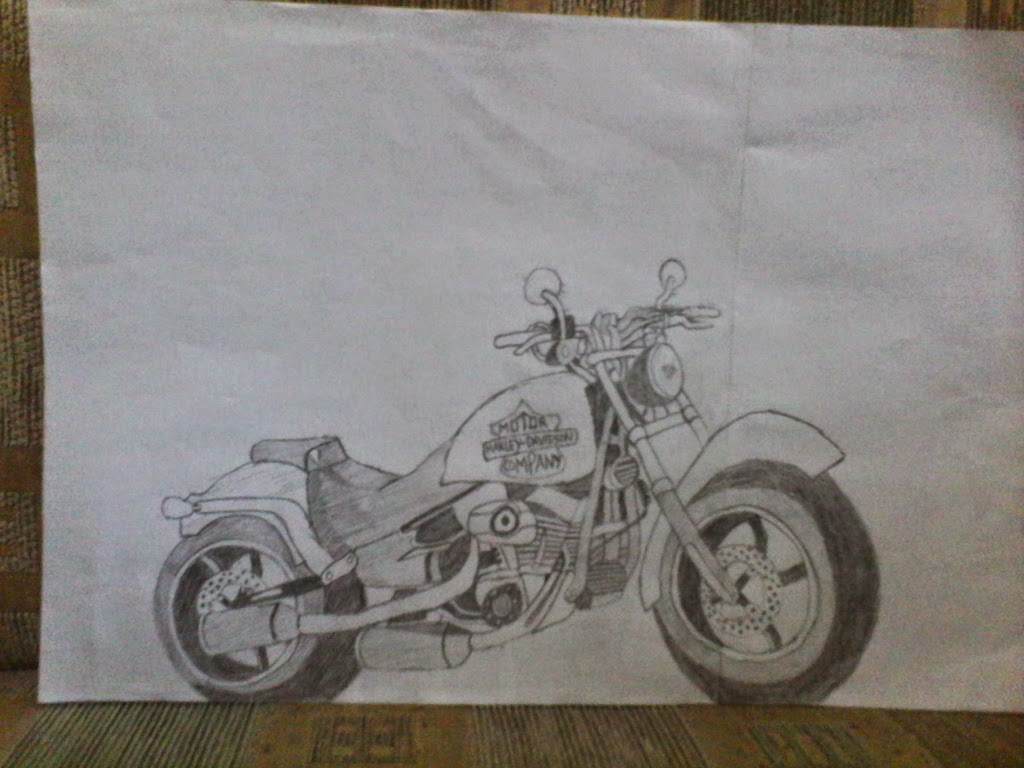 M Ainul Hakim Jual Sketsa Pensil Motor Harley Davidson Kertas A4