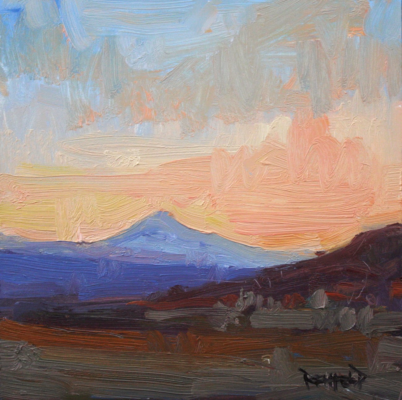 Cathleen Rehfeld Sunset View of Mt Hood from Maryhill Museum