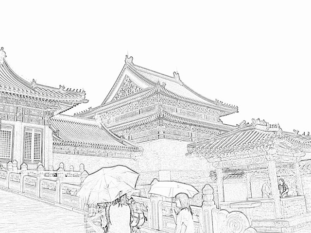 sketch of Chinese Imperial Palace structures