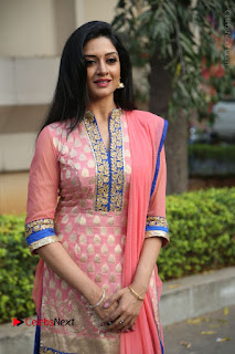 Actress Vimala Raman Stills in Beautiful Pink Salwar Kameez at (ONV) Om Namo Venkatesaya Press Meet  0081