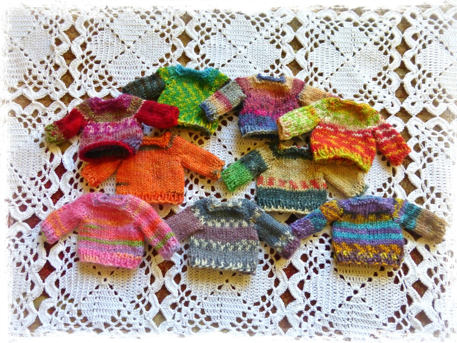 Yellow, Pink and Sparkly Mini Sock Yarn Sweaters