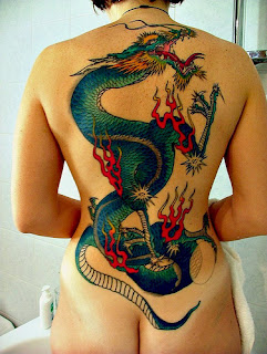 Color Dragon Tattoo on Gitls back