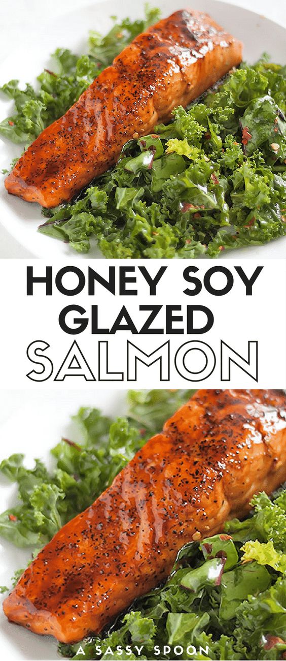 Honey Soy Glazed Salmon with Spicy Kale Salad
