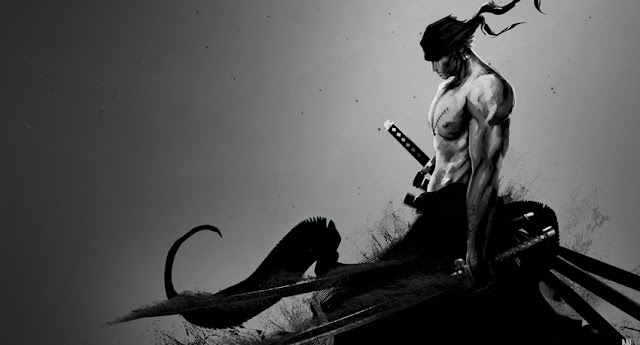 One Piece Zoro  Black  and White  Wallpaper  Engine 