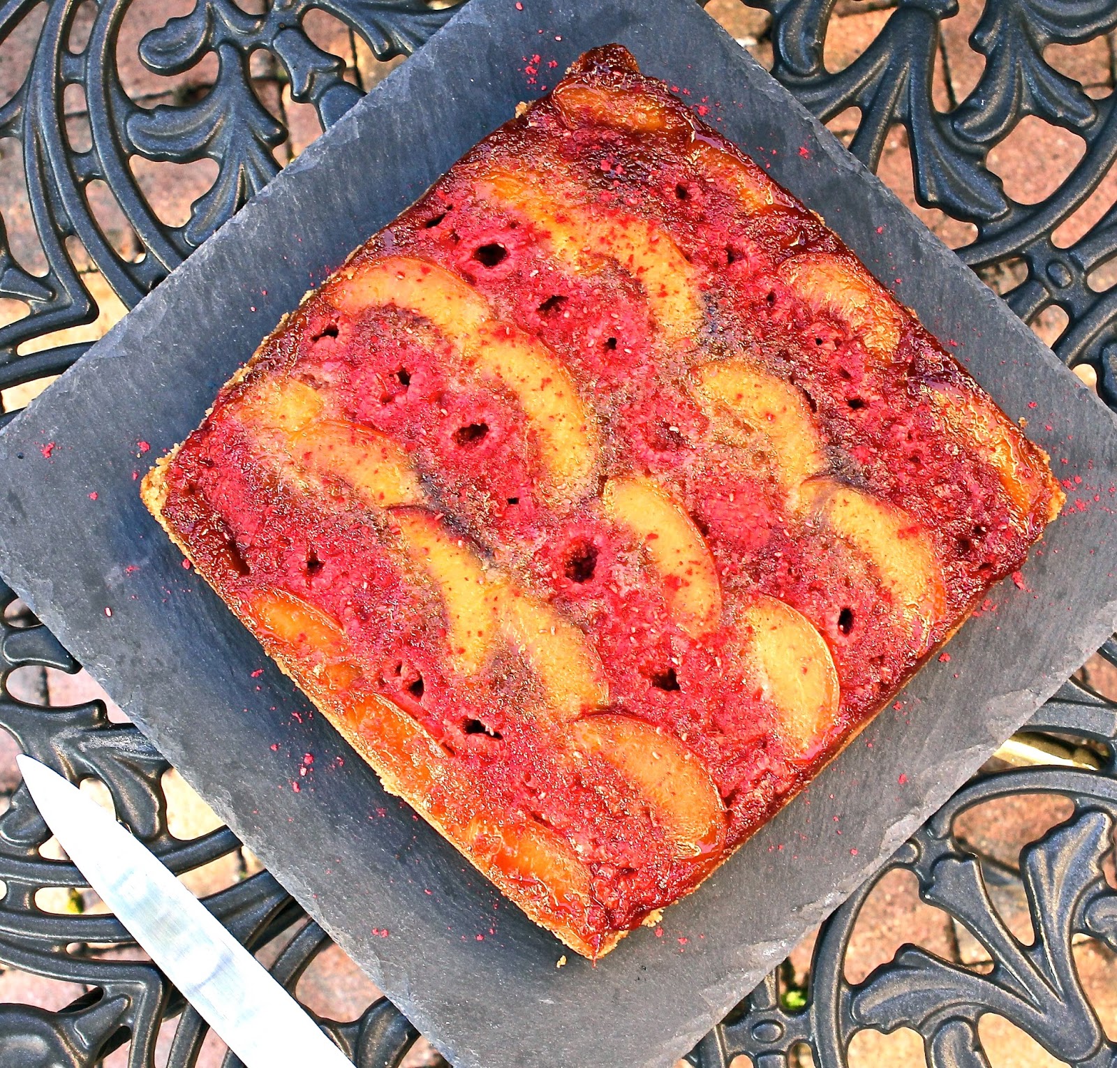 Gluten Free Alchemist Nectarine Melba UpsideDown Cake gluten