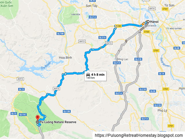 Pu Luong Nature Reserve map from Ha Noi capital of Vietnam. Pu Luong Nature Reserve map from Ha Noi capital of Vietnam.