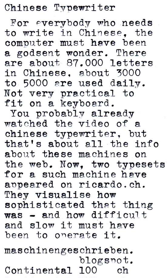 maschinengeschrieben Chinese Typewriter