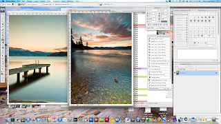 Photoshop screenshot showing steps involved with making a before and after composite scenic photo.