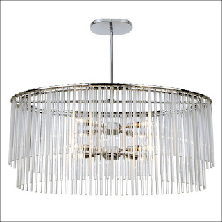 Bleecker Collection 8-Light Chandelier in Polished Chrome with Frosted Glass Rods Crystorama 398-CH