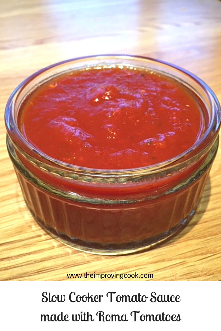 Slow Cooker Tomato Sauce made with Roma Tomatoes