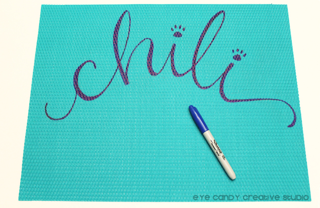 Sharpie marker, hand lettered place mat, hand lettering, personalization