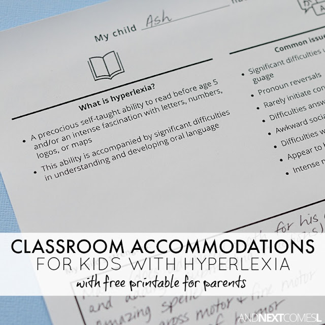 Classroom Supports And Accommodations For Kids With Hyperlexia With Free