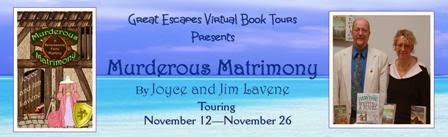 http://www.escapewithdollycas.com/great-escapes-virtual-book-tours/books-currently-on-tour/new-tour-murderous-matrimony-by-joyce-and-jim-lavene/