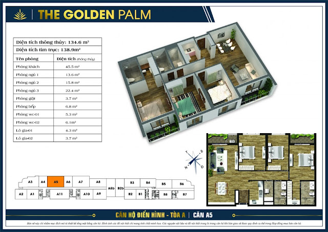 Mặt bằng căn A5 tòa A The Golden Palm Mặt bằng căn A5 tòa A The Golden Palm