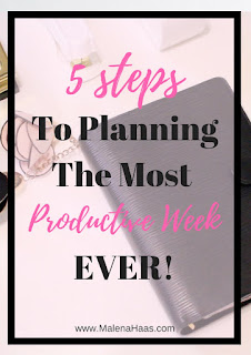 5 Steps to Planning Your Most Productive Week Ever! Plus FREE Printable http://www.malenahaas.com/2018/05/5-steps-to-planning-your-most.html