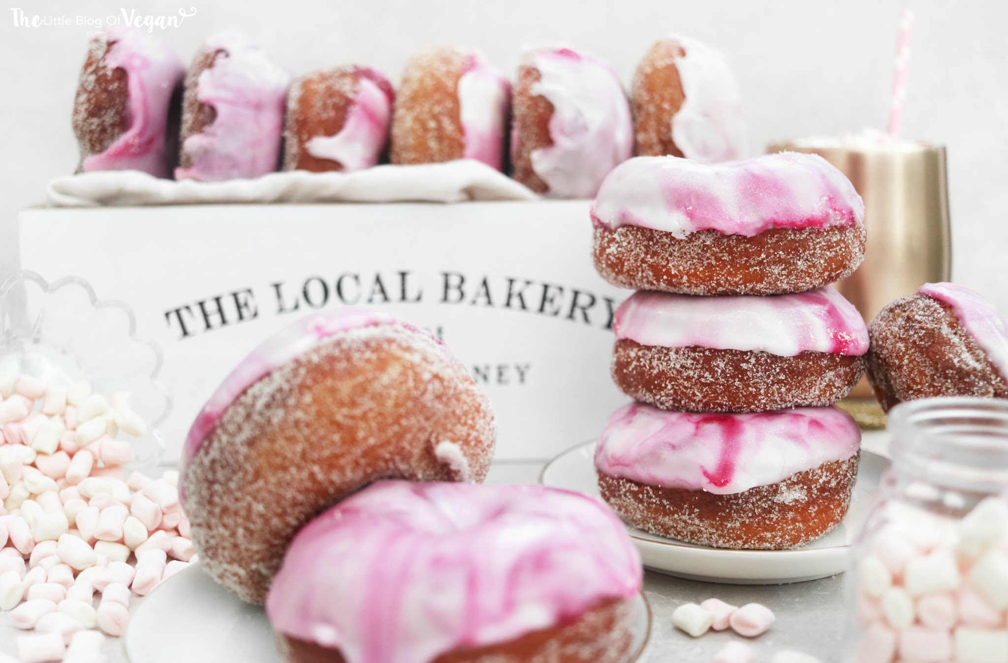 Strawberry marble doughnuts recipe