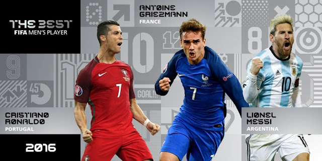 Prêmio de melhor jogador do mundo 2016: Messi, Ronaldo e Griezmann são os finalistas