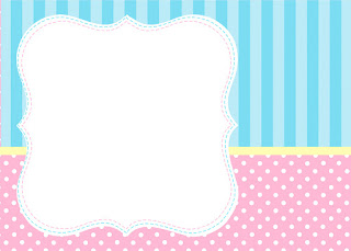 Celeste, Rosa y Amarillo: Invitaciones para Imprimir Gratis. Para hacer invitaciones, tarjetas, marcos de fotos o etiquetas, para imprimir gratis de Celeste, Rosa y Amarillo.