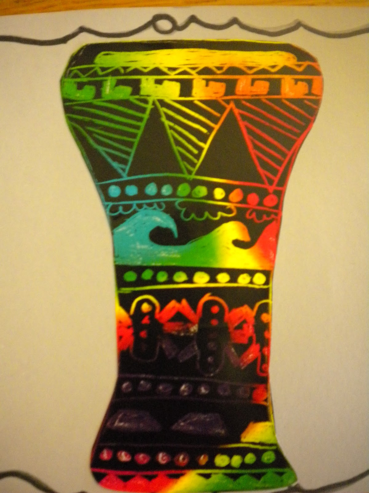 Waitsfield Elementary Art Greek Vases on Scratch Board