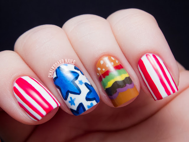 America: Red, White, and Burgers | Chalkboard Nails | Nail Art Blog
