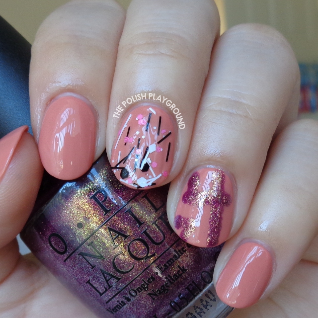 Pink with Freehand Number Nail Art