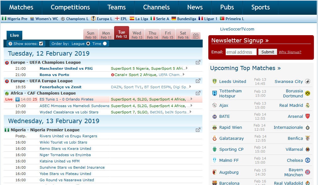 Top sites To Watch/Stream Free Live Football Matches Online For PC