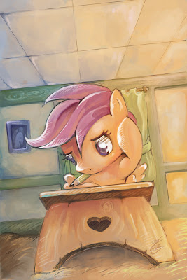 Scootaloo's quiz time by Bloo-Ocean. CC by-nc-nd 3.0