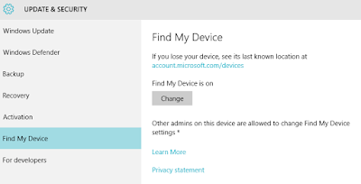Update & Security - Find My Device - Windows 10 - One Cool Tip - www.onecooltip.com