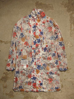 FWK by Engineered Garments "Lab Shirt in White Multi Floral Sheeting"