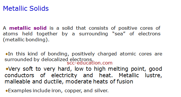 metallic solid,van der wall force,molecular solid,Solid state ,notes,crystalline,amorphous,