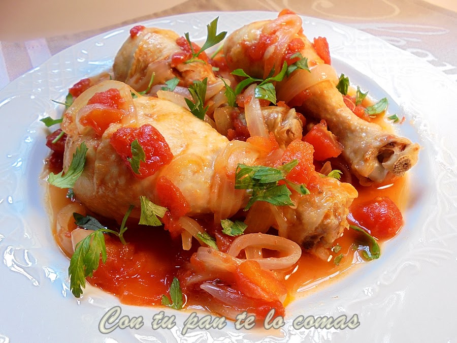 Pollo con tomate y cerveza