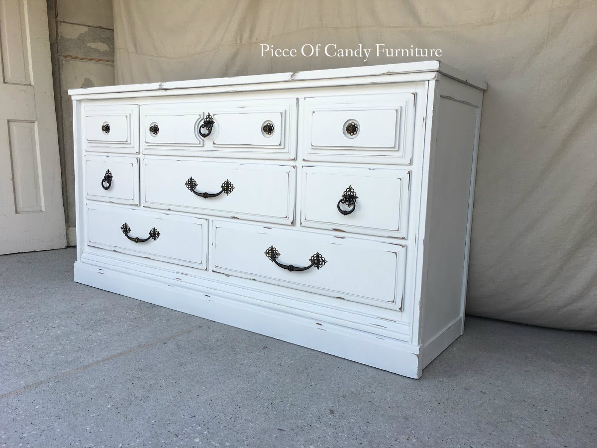 Piece Of Candy Furniture Distressed White Dresser....