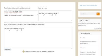 transliterasi jawa ke latin
