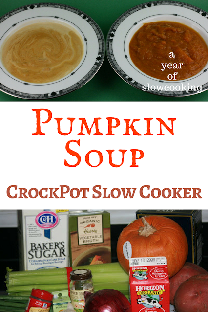 Homemade Pumpkin Soup in the Crockpot Slow Cooker can be made either using fresh or canned pumpkin. This is a light and healthy soup that is creamy and delicious. It tastes like Restaurant Food, but you can make it super easily at home!
