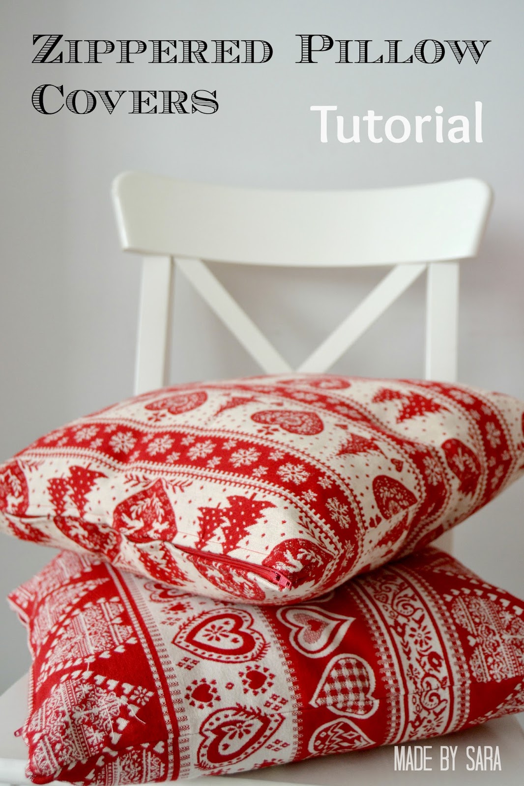 DIY zippered pillow covers for Christmas a tutorial Made by Sara