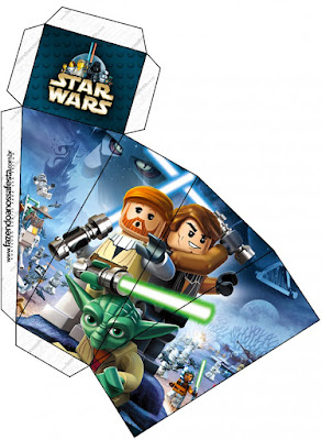Star Wars Lego: Cajas para imprimir gratis para Fiestas. Esta es para hacer la tarta de cajas.
