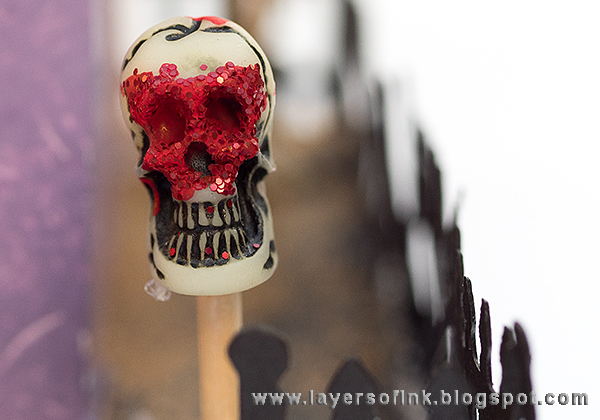 Layers of ink - Spooky Glittery House with Tim Holtz Sizzix Brownstone die