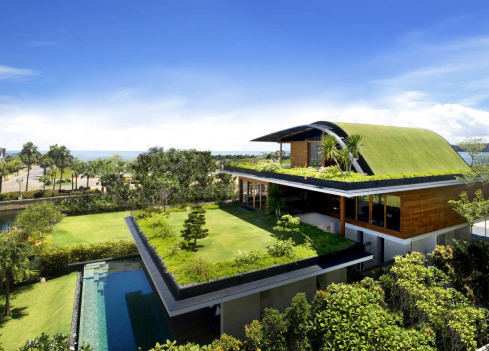 Beautiful Houses  Beautiful green roof garden  home Singapore
