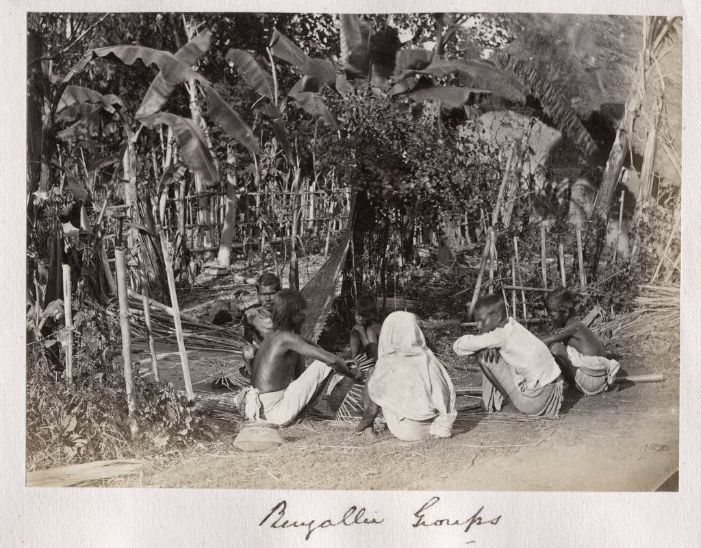 Bengali Village People Sitting Together and Working - c1880's