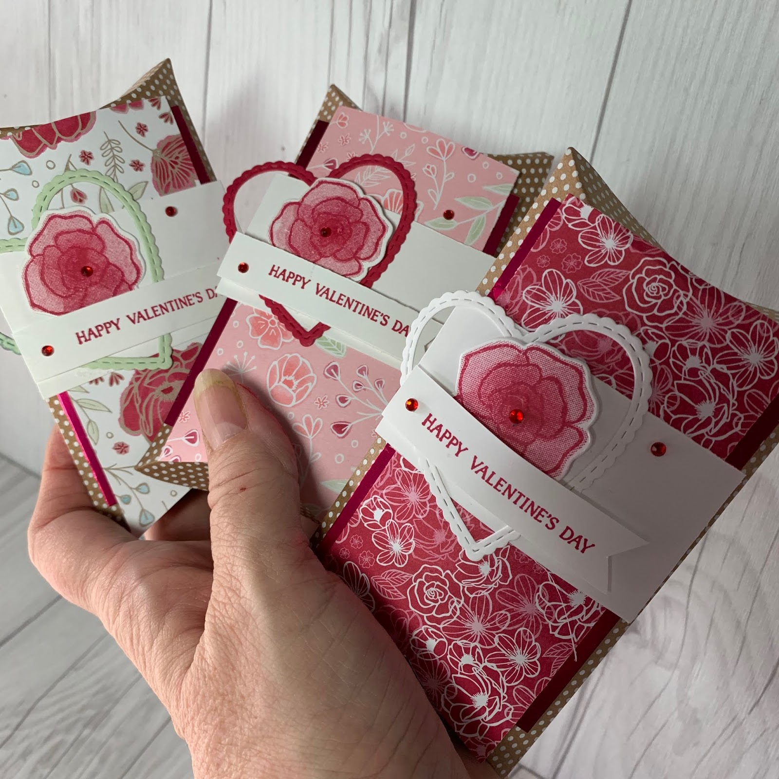 Stampin Up Forever Lovely Pillow Box Treat Holders Stamped