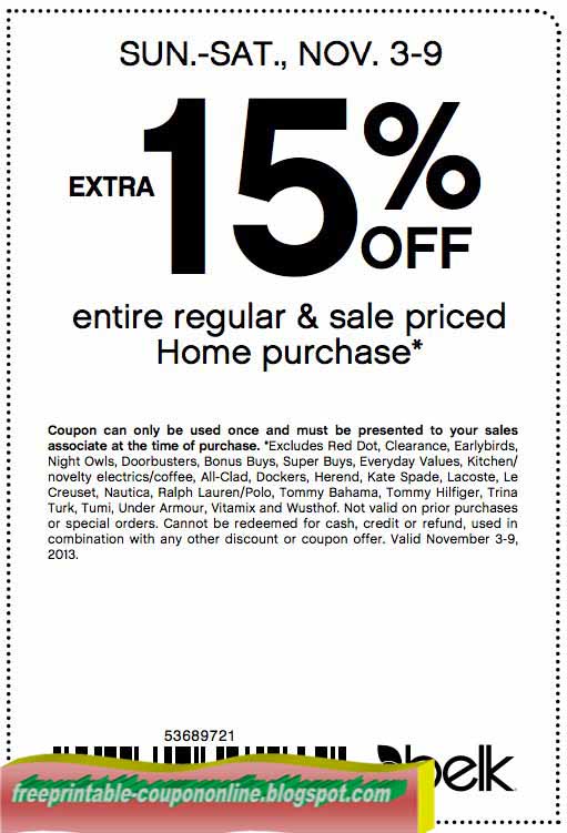 Belk coupons 2018 Use the promo code to get 30% off regular & sale purchases with Belk Card as well as 25% off home & shoes, and 20% off coffee & small appliances.